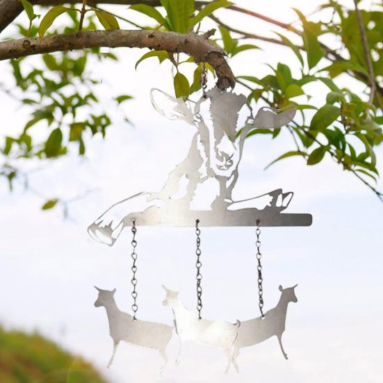 Goat Dachshund Metal Wind Chime Weather-proof Indoor Outdoor Garden Patio Animal Window Hanging Wind Bell Decoration Ornament Pendant Christmas Gifts