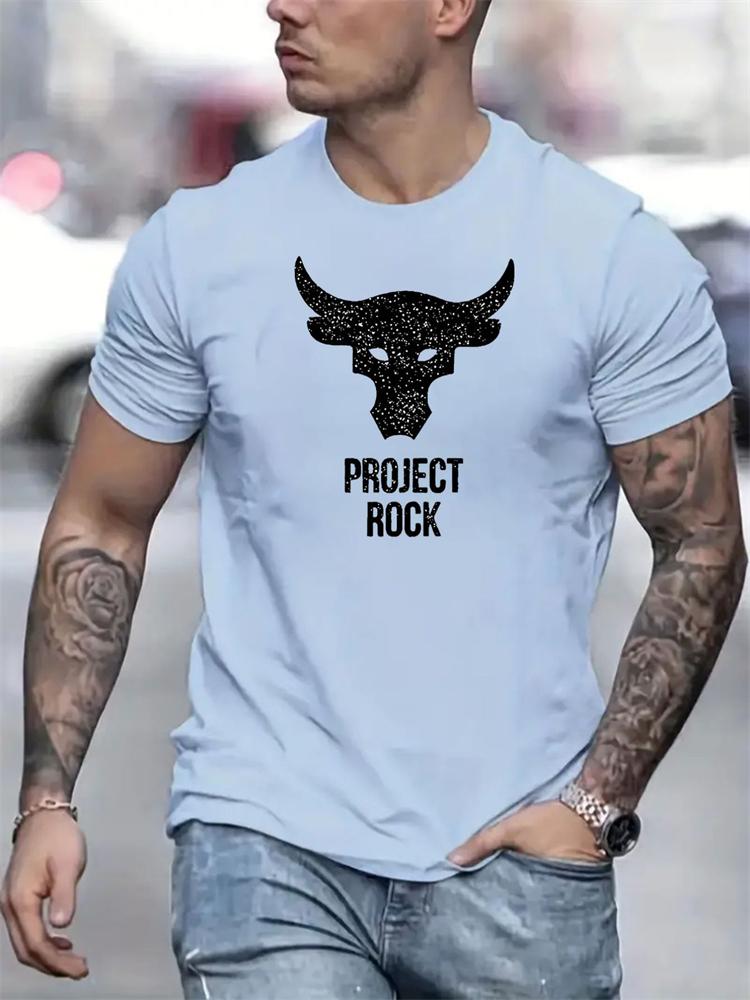 2024 New Summer Daily Casual Men's T-shirt Outdoor Street Men Fashion Short-sleeved Top 3D Bull Head Print Men's T-shirt