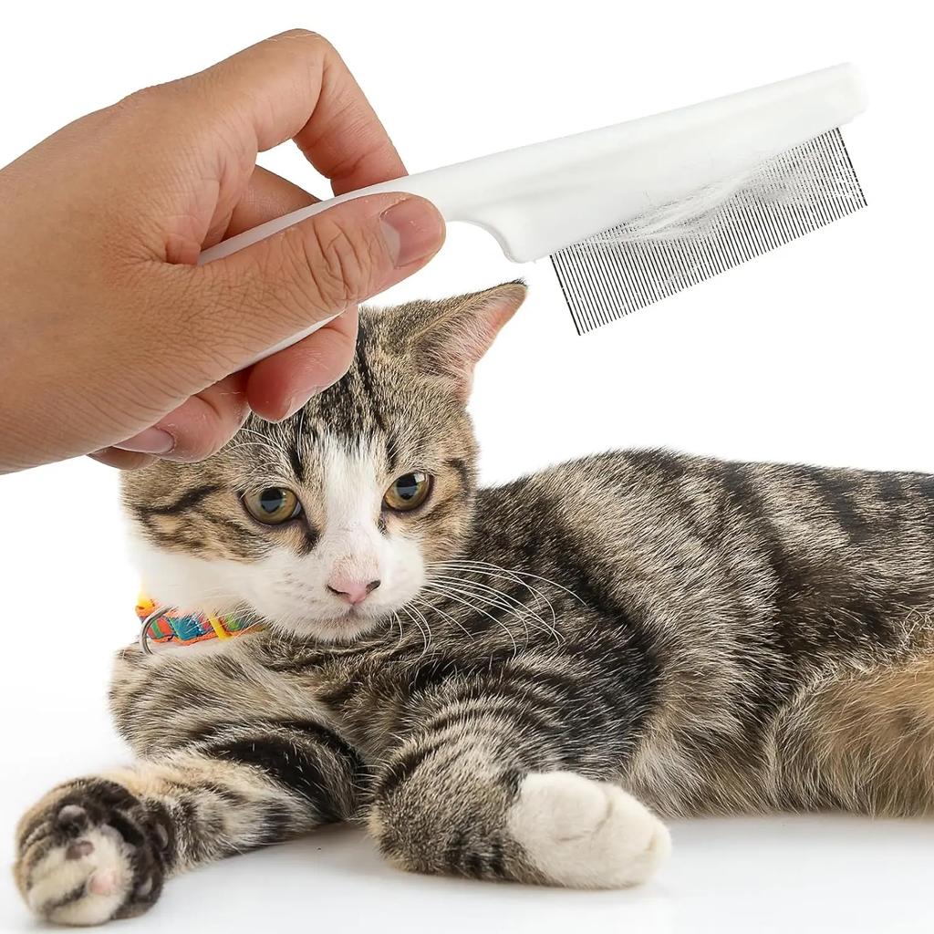 Расческа для шерсти домашних животных, щетка для удаления блох и шерсти собак и кошек, портативная массажная двухсторонняя расческа для домашних животных из нержавеющей стали, универсальный инструмент для домашних животных