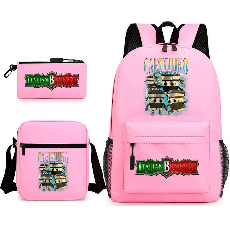 American Shanhaijing Funny Abstract Pattern Backpack Elementary School Bag Three-piece Set