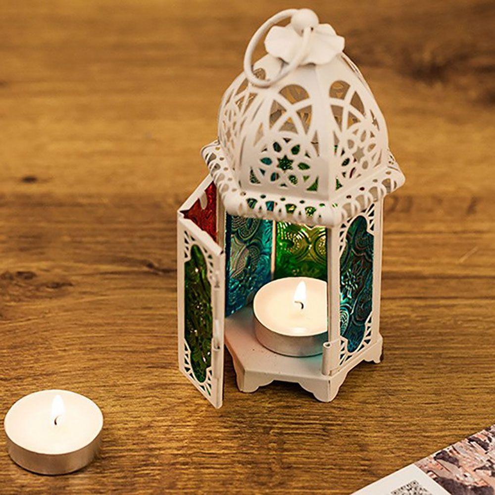Wind Lamp Wedding Vintage Iron Glass Hanging Candle Lantern Candlestick Home Decor Candle Holders