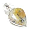 Natural Honey Dendritic Gemstone 925 Sterling Silver Jewelry Pendant 2.32" r0O88