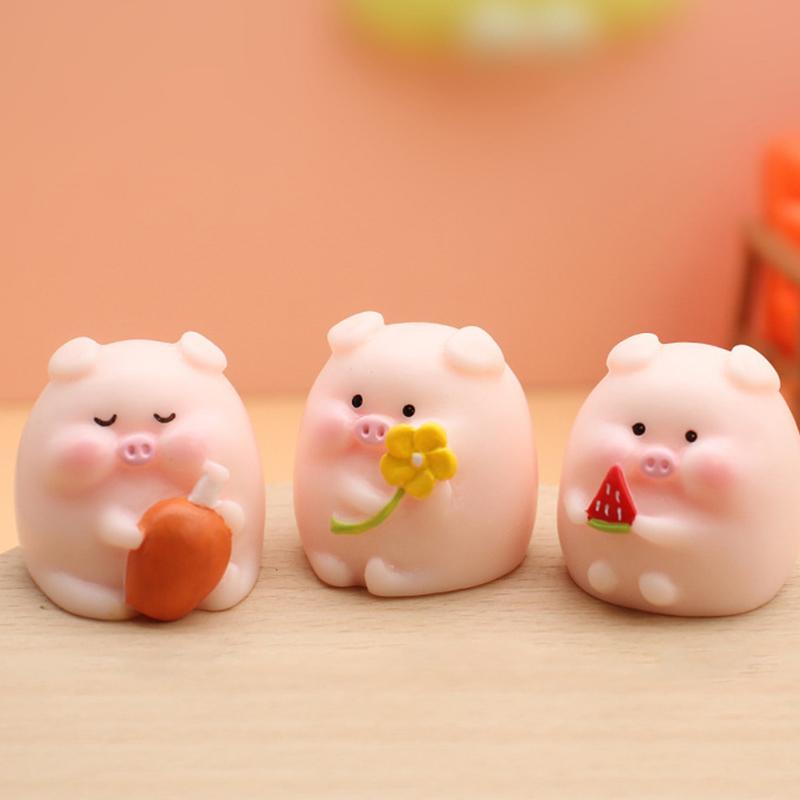 Мини-мультяшные украшения из смолы, микро-пейзажная скульптура, милая утка, поросенок, миниатюрные украшения для приборной панели автомобиля