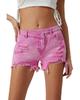Crossover Waist Denim Shorts