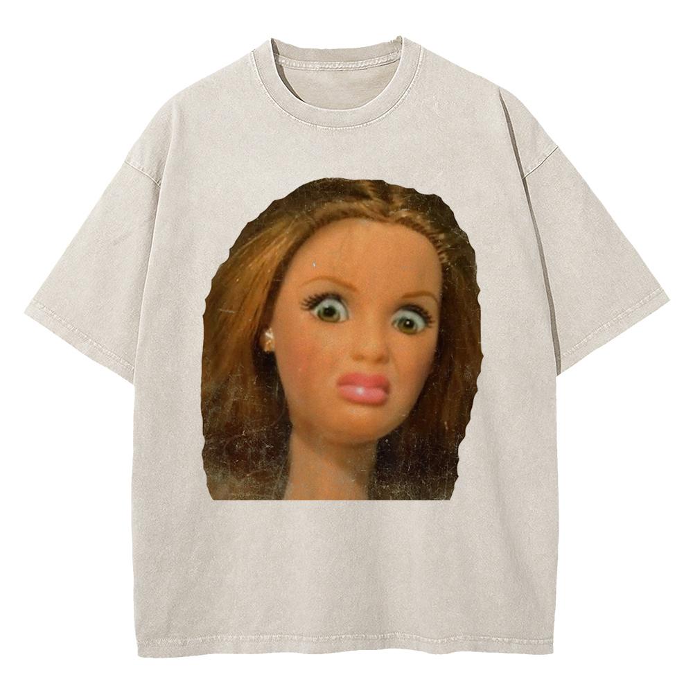 Cotton Vintage Washed Kawaii Disgusting Doll Face Funny Meme T Shirt Fashion Menwomen Male Acid Wash Tees Vintage