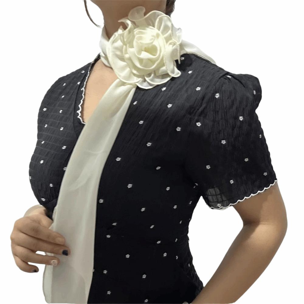 Elegant Long Floral Scarf Soft Women’s Neck Scarf Versatile Silk Rose Scarf Party Wear