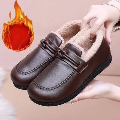 Новый стиль мягких и нескользящих повседневных хлопковых туфель с флисом и утолщенной тканью для женщин