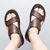 Fashion Summer Hot Selling Men's Beach Casual Shoes Anti Slip Lightweight Leather Sandals Retro Brown Men's Hiking Camping Shoes