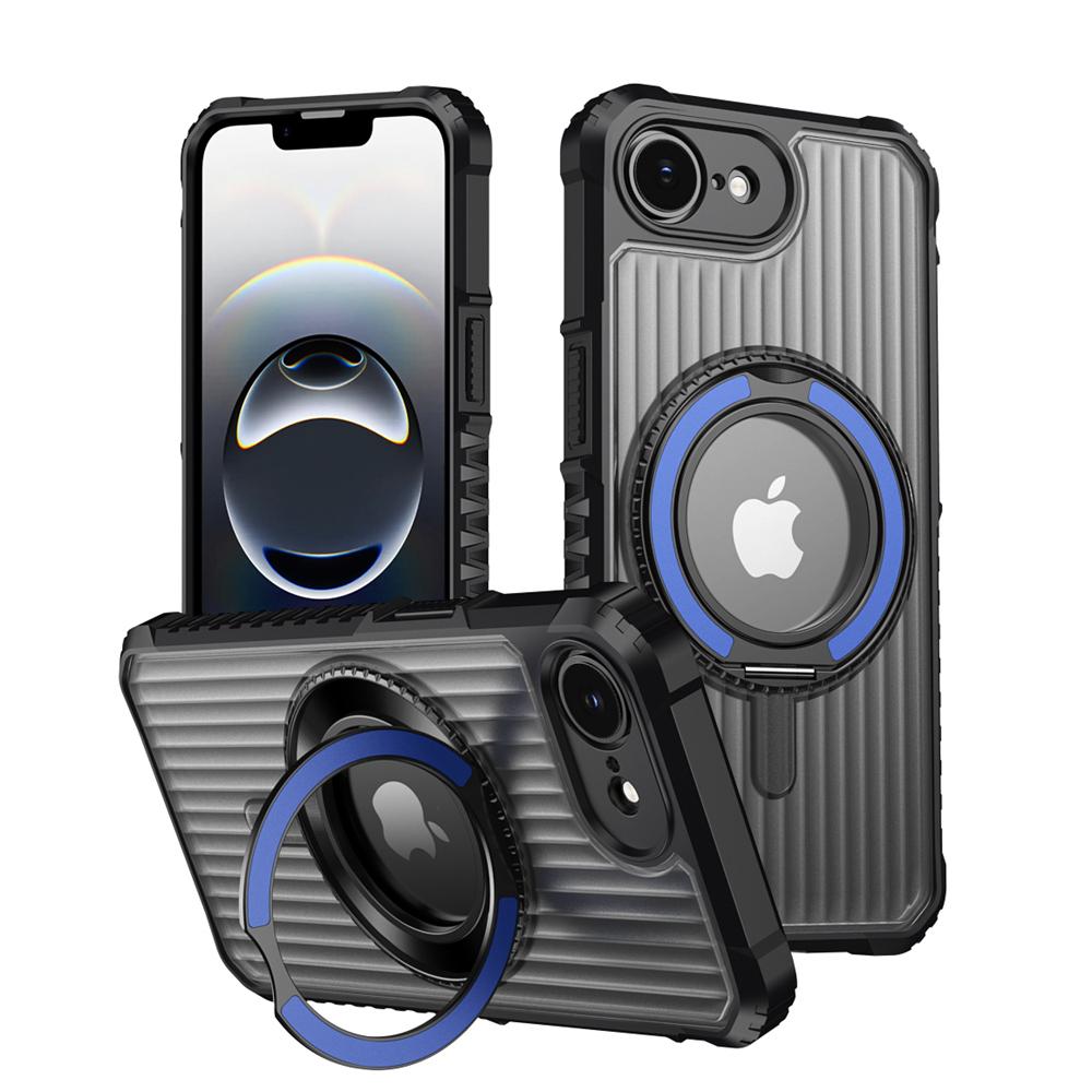 KEYSION Чехол-подставка с вращающимся на 360° кольцом для MagSafe для iPhone 16e 2025 Матовый прозрачный магнитный противоударный чехол для задней панели телефона