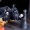 Halloween Black Robe Gothic Ornament, Black Robe Faceless Ghost Home Desktop Car Resin Small Ornament