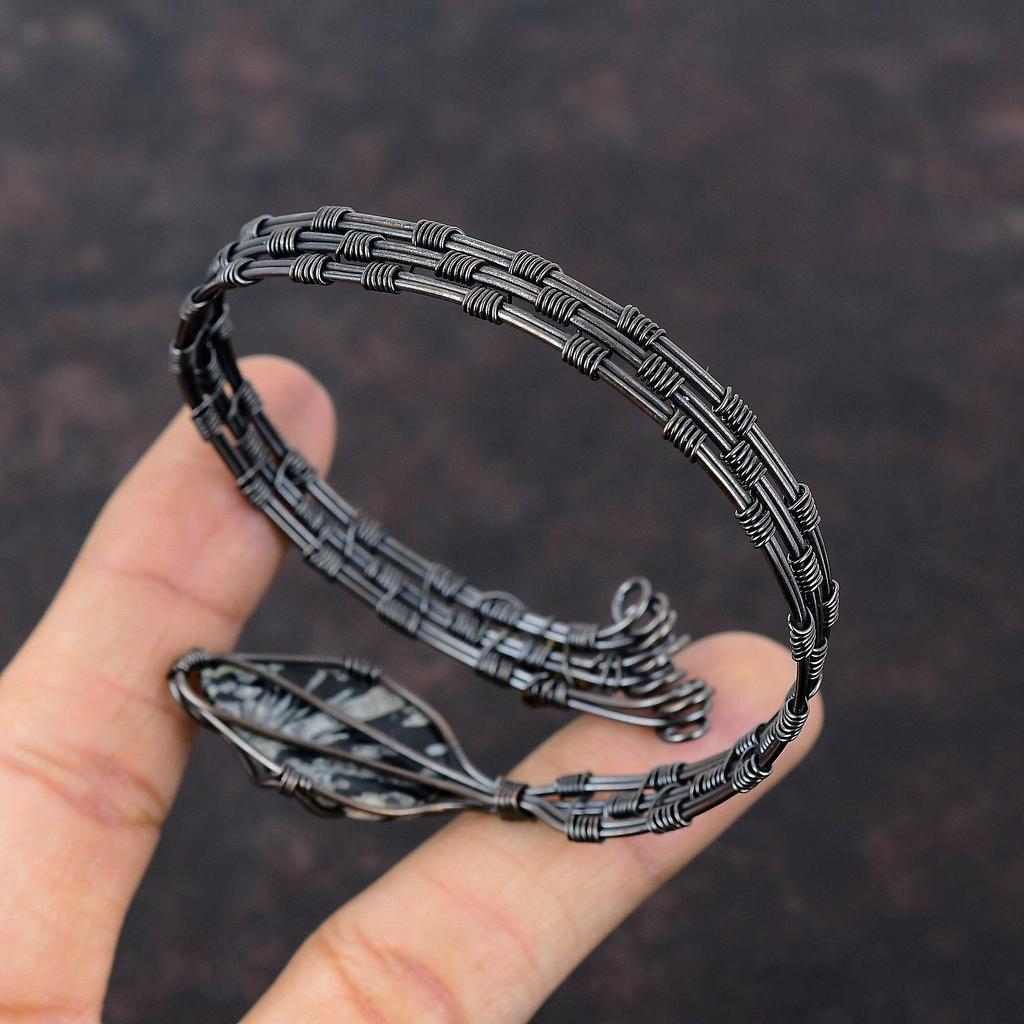 Chrysanthemum Cuff Bracelet Copper Wire Wrapped Bangle Handmade Adjustable Cuff Bracelet Copper Wire Jewelry Gemstone Bangle Gift For Mother