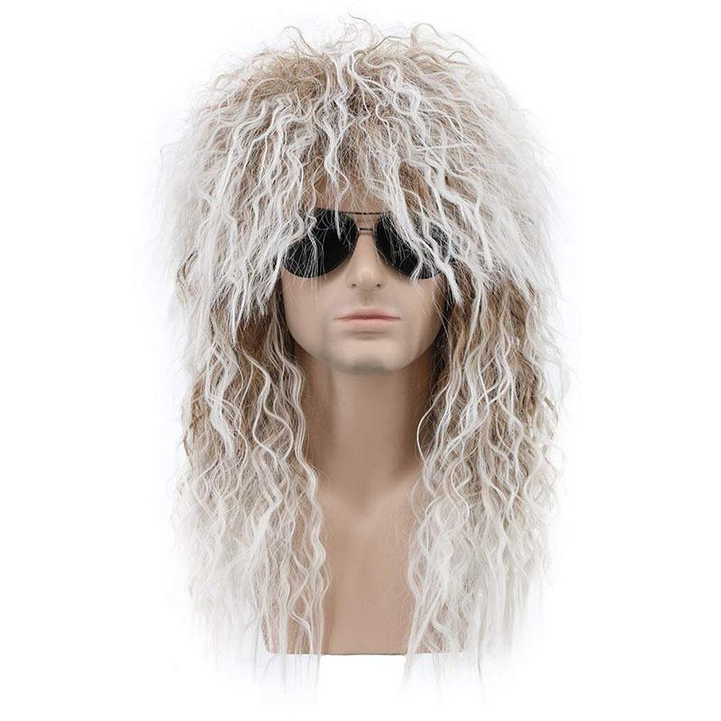 Popular Male Fluffy Vintage 70s80s Wig Long Curly Hair Stage Halloween Dress Up Wig Cosplay