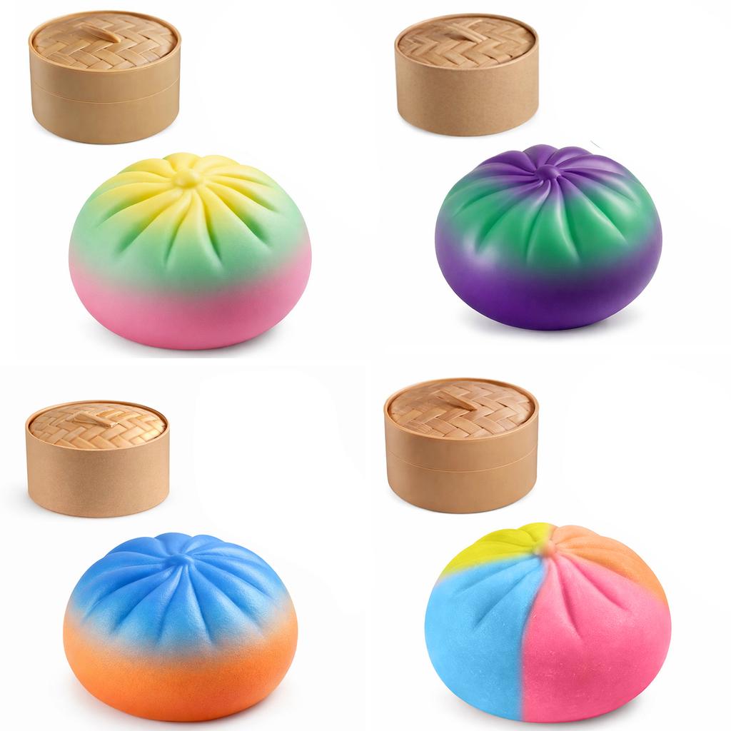 Colorful Gradient Bao Squishy Soft Slow Rising Food Shape Stress Ball Realistic Bao Fidget Toy Anxiety Relief Gift for All Ages