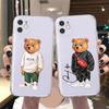 Милый модный силиконовый чехол с медведем для iPhone 12 11 13 Pro Max 12Mini 7 8 Plus X XR XSMAX, роскошный брендовый прозрачный мягкий чехол