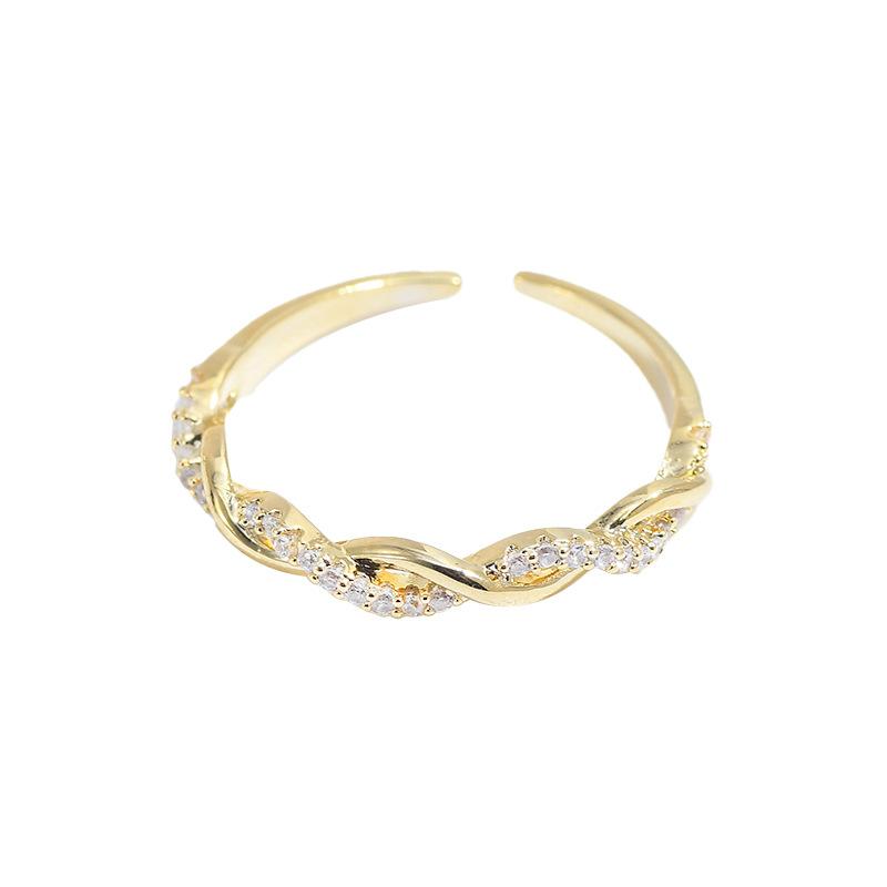 Регулируемое женское кольцо в стиле ретро Ins, персонализированное циркониевое кольцо, витое разомкнутое кольцо, нежное студенческое кольцо, ювелирные изделия для свадебной вечеринки