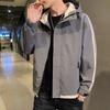 Spring and Autumn Jacket Men's Fashion Trend Hooded Tooling Casual Jacket Men's Solid Color Jacket Men's