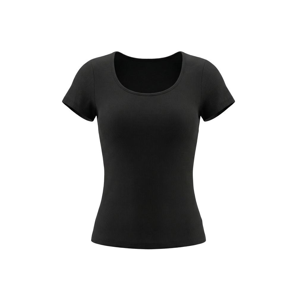 HeyHenry Women's Square Neck Slimming T-shirt - Short Sleeve, Solid Color, Casual Summer Top