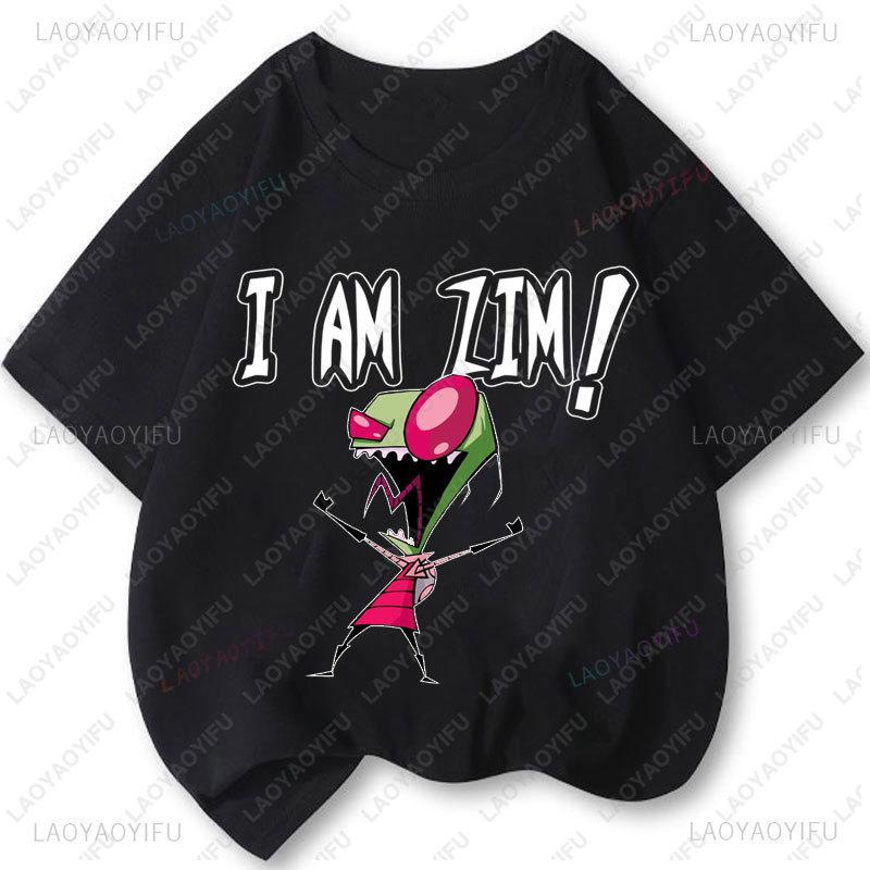 Camisetas Invader Zim TShirt Streetwear Harajuku Graphic Short Sleeve Tee Cheap Clothes Polyester Funny Cartoon Tops