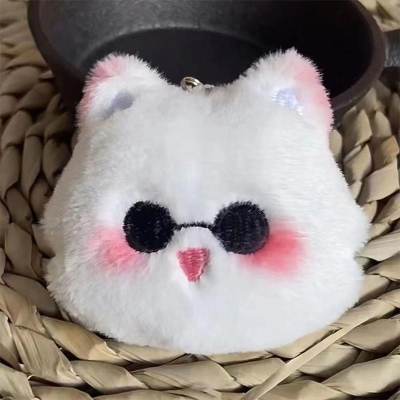Kawaii Q-версия, аниме, пискливый кот, брелок с шариком, мультяшная плюшевая кукла, подвеска, брелок, милые игрушки, периферийные устройства в стиле аниме, подарки для фанатов
