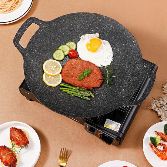 Сковорода-гриль в корейском стиле для плиты, круглая сковорода с антипригарным покрытием и ручками, сковорода-гриль для блинов для готовки в помещении