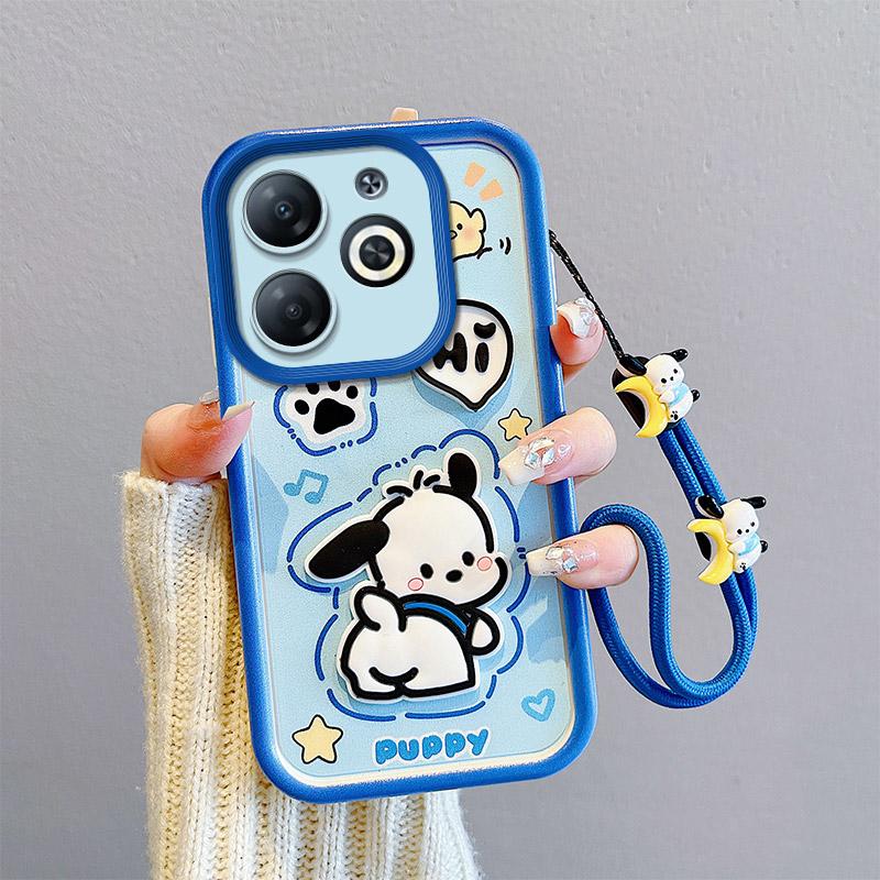 KEYSION Противоударный чехол для Infinix Hot 40i 40 Pro с ремешком, силиконовый милый 3D-чехол для телефона с мультяшной куклой для Infinix Smart 8 HD