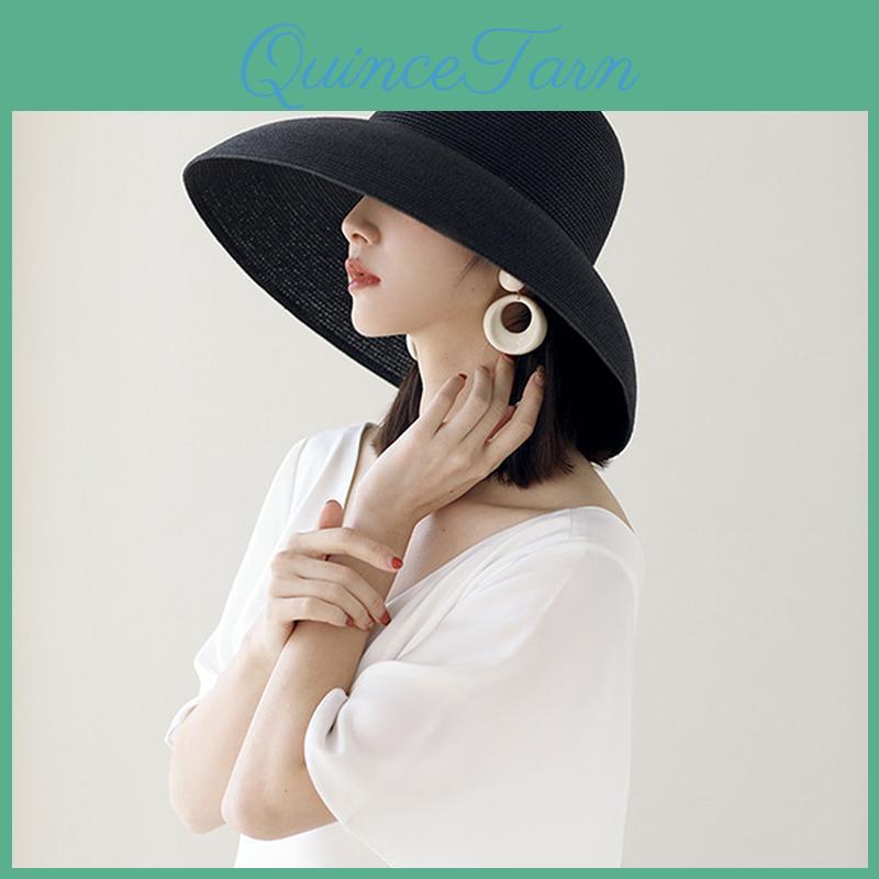Women Big Summer Straw Hat Brim Travel Sunscreen Hepburn Wind Visor Holiday Beach Hat Foldable Versatile Hat Women