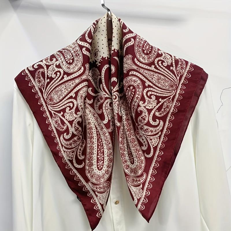 Новый небольшой квадратный шарф с принтом пейсли, мягкий атласный шелковистый тонкий шейный платок, солнцезащитный платок для взрослых женщин