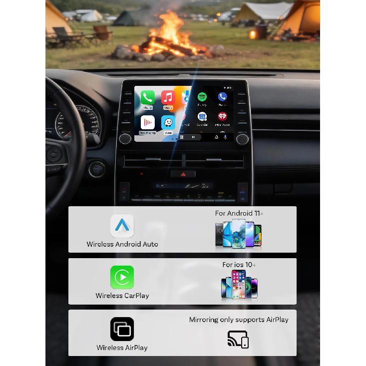 OTTOCAST MINI AIR Cube 4.0 Wireless CarPlay Android Auto Adapter 3 in 1 Dongle Airplay Screen Mirroring Dongle Car Accessories
