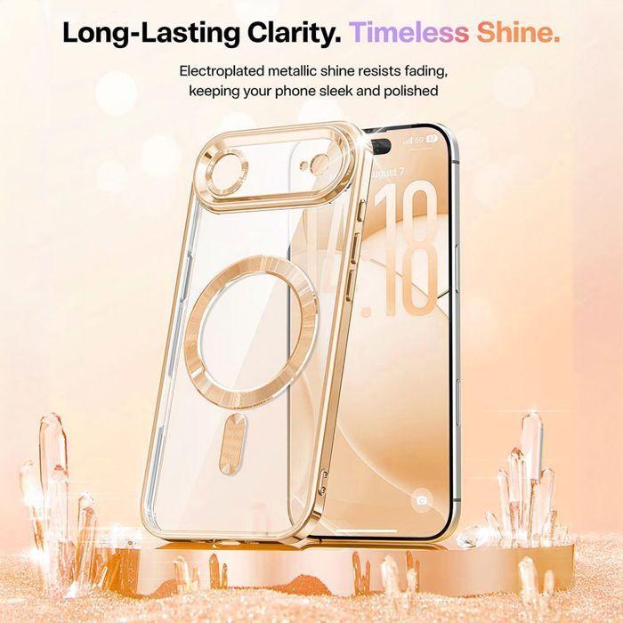 Coque Antichoc - BOOLING - pour iPhone Air - Silicone avec Anneau Magnétique - Doré Scintillant