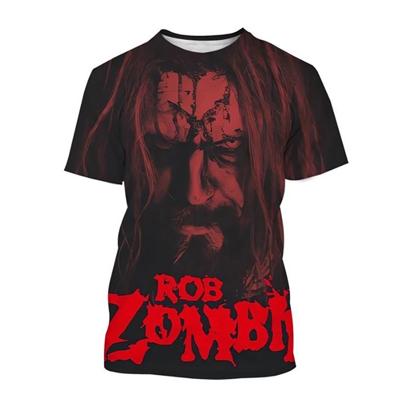 Rob Zombie 3D Печать Футболки Рок-певец Уличная мода Мужчины Женщины Мода Оверсайз Короткий рукав Футболка Детские Футболки Топы Мужская Одежда