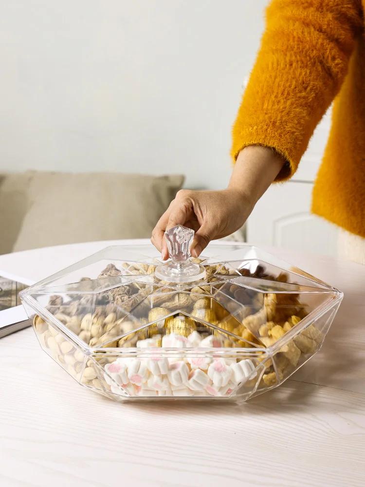 Новый поднос для сухофруктов, поднос для закусок в гостиную, отделение для конфет, коробка для сухофруктов с крышкой, коробка для хранения конфет