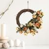 Artificial Flower Rattan Wreath for Front Door Handmade Floral Twig Garland