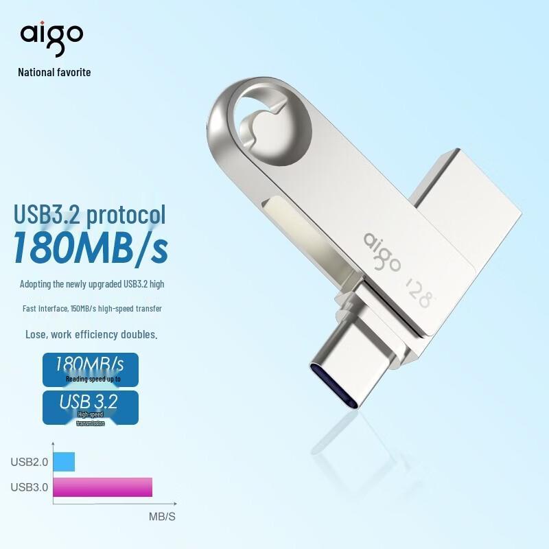 aigo U322 128GB Type-C USB3.2 Dual-Interface USB Flash Drive