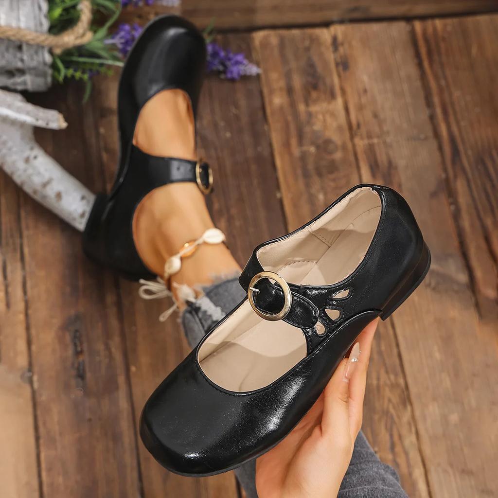 Мода 2024 Новые Женские Тренд Элегантные Удобные Плоские Кроссовки 2024 Осень Новые Уличные Ретро Квадратный Носок Неглубокие Туфли Zapatos De Mujer