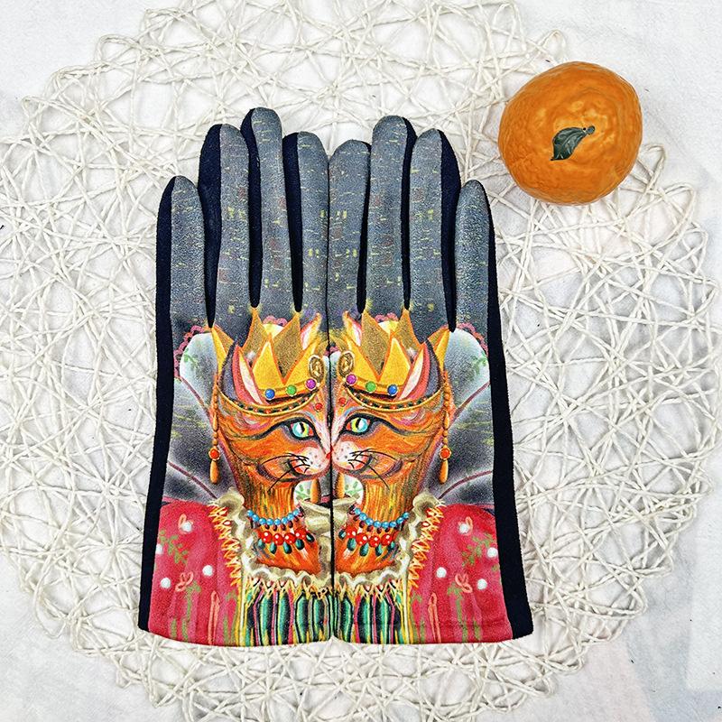 Модные 3D перчатки для масляной живописи женские замшевые флисовые утолщенные термоперчатки для сенсорных экранов