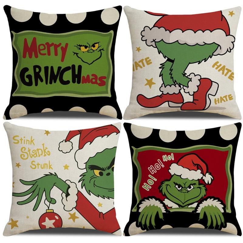 Festive Christmas Pillow Cover Set 45x45cm Short Plush Decorative Cushion Covers Sofa Bed Living Room Holiday Party