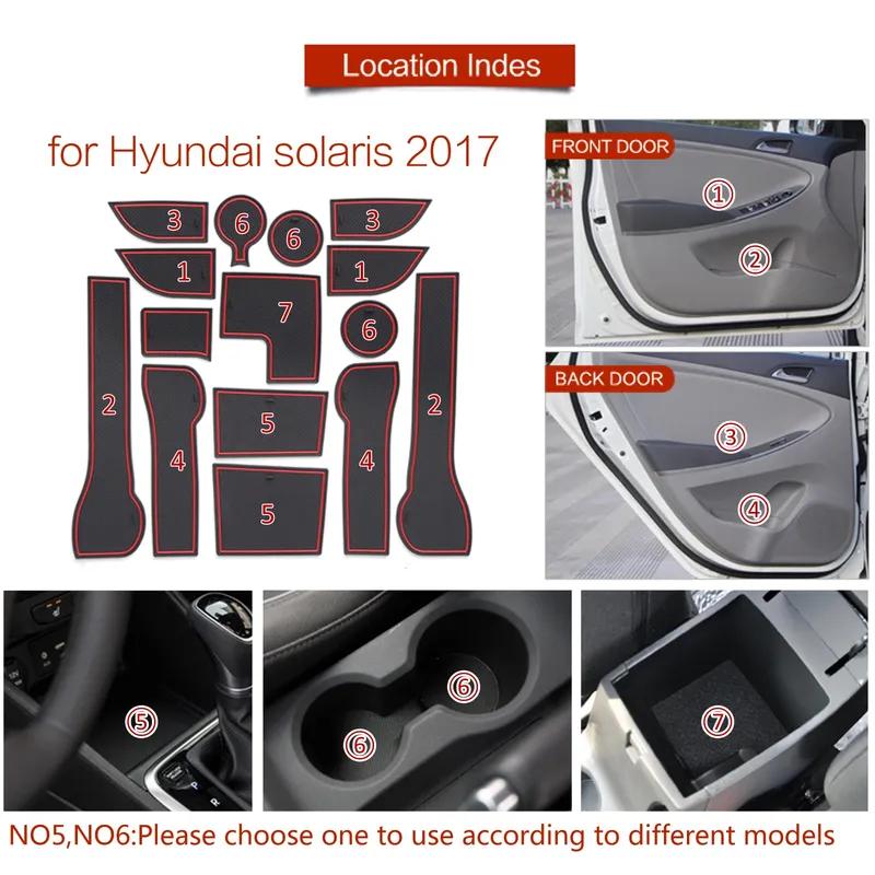 for Hyundai Solaris 2019 2017-2021 Anti-Slip Gate Slot Cup Mat Non-slip Coaster Interior Accessories