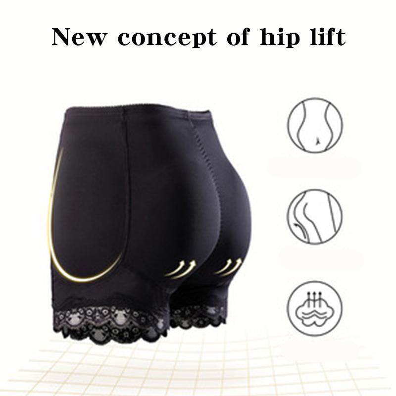 S-3XL Plus Size Women's Padded Butt Lifter Shaper Boxer Briefs Seamless Push Up Fine Mesh Upturned Buttock Panties