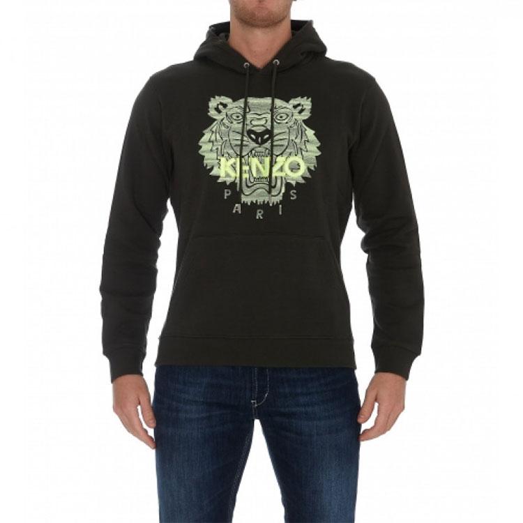 KENZO Sweatshirts Men's Black Hooded Moderate Regular FB65SW3304MB-51A