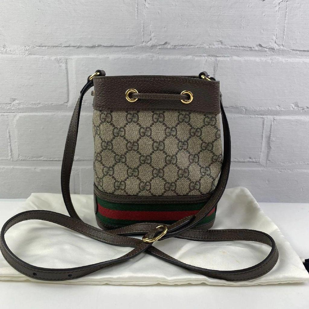 [Pre-Owned] Gucci Ophidia Mini Bucket Bag 'Beige/Ebony' - Excellent #U3PBZ8