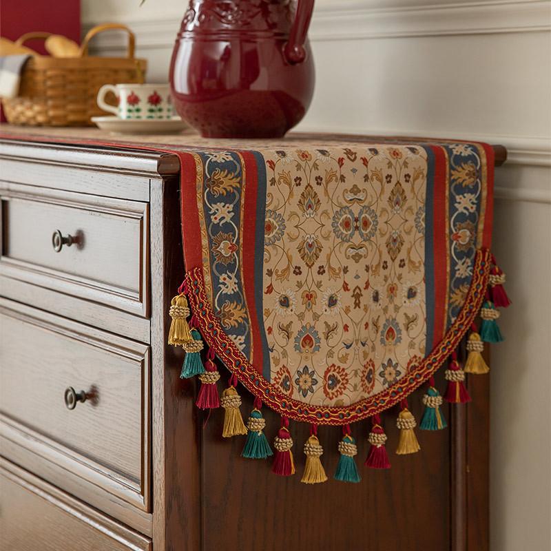 Luxury Embroidered Table Runner Modern European Jacquard Table Runnerbrocade Embroidered Table Decoration Retro European Style