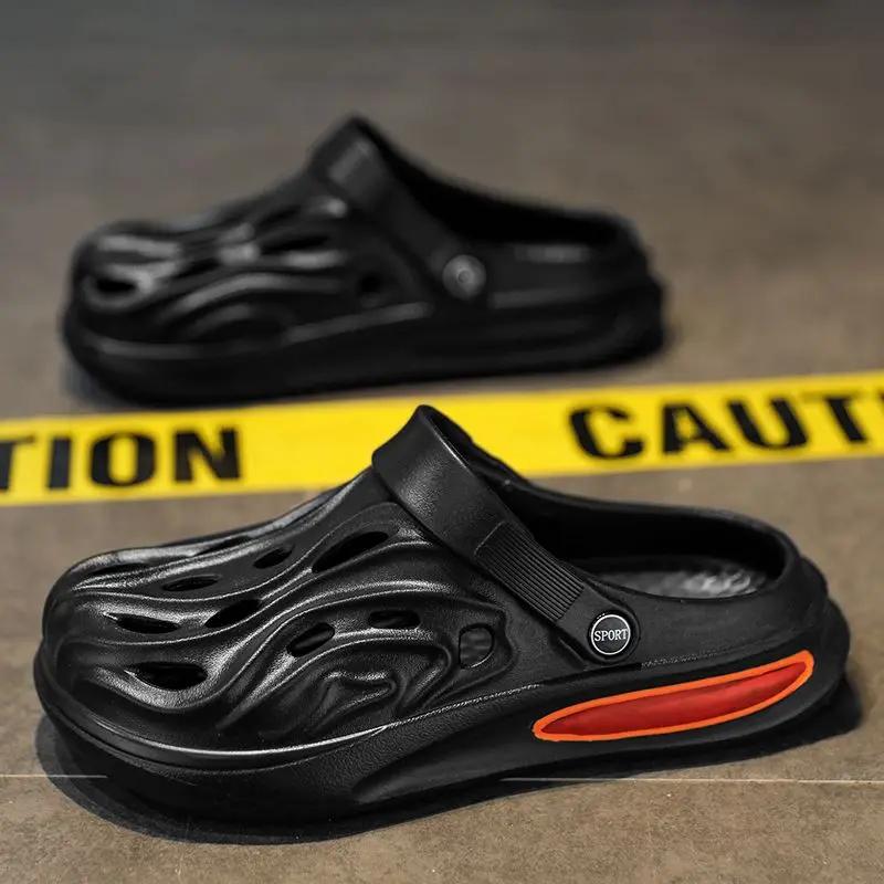 Модные Дырявые Мужские Шлепанцы Пляжные Мягкие Сабо Дешевая Обувь Распродажа Резиновые Оригинальные Удобные Элегантные Взрослые Повседневные Мужские Тапочки