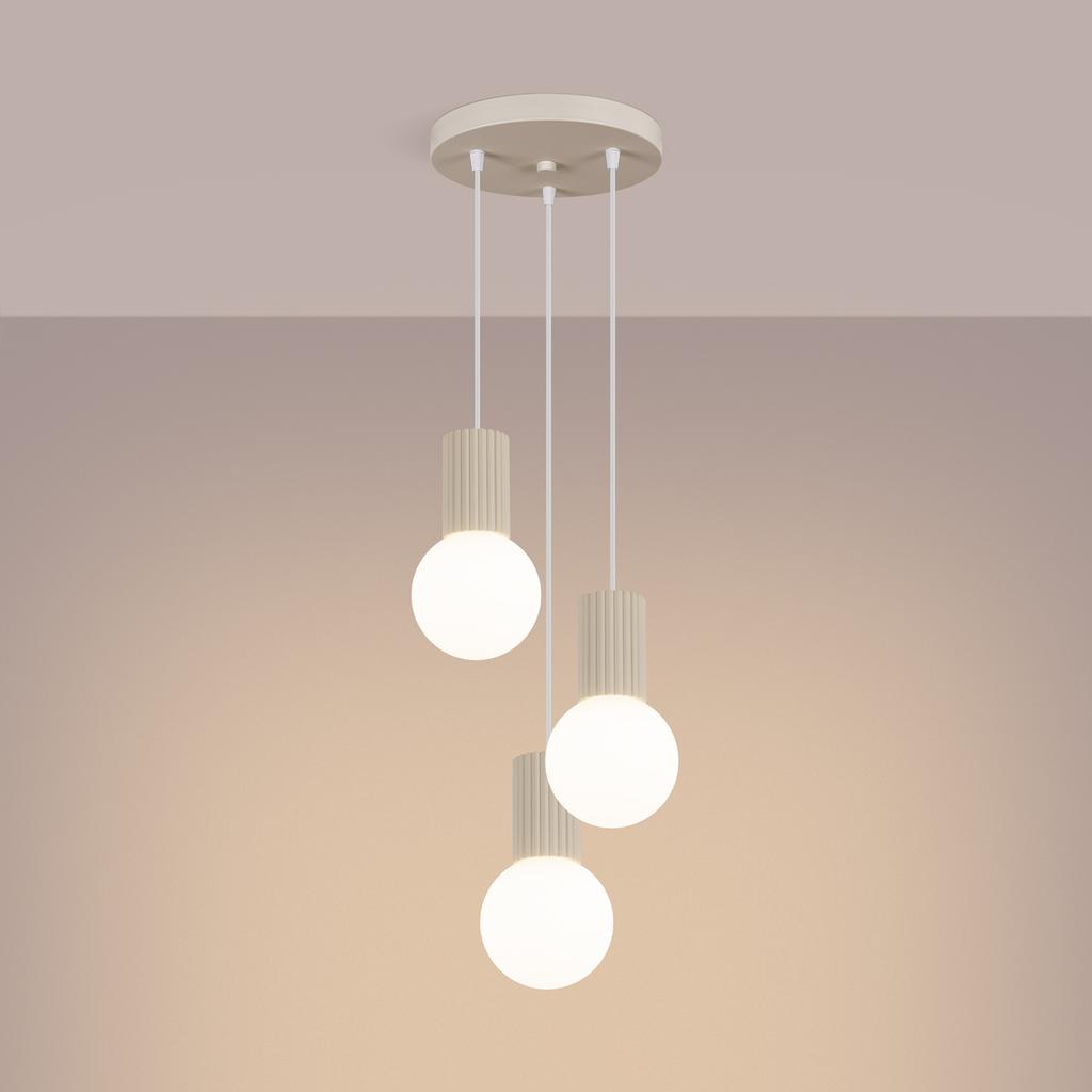 Halo 3P beige hanging lamp