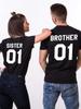 Brother Sister Letter Print T Shirt Women Short Sleeve O Neck Loose Tshirt Summer Fashion Women Man Tee Shirt Tops Clothes