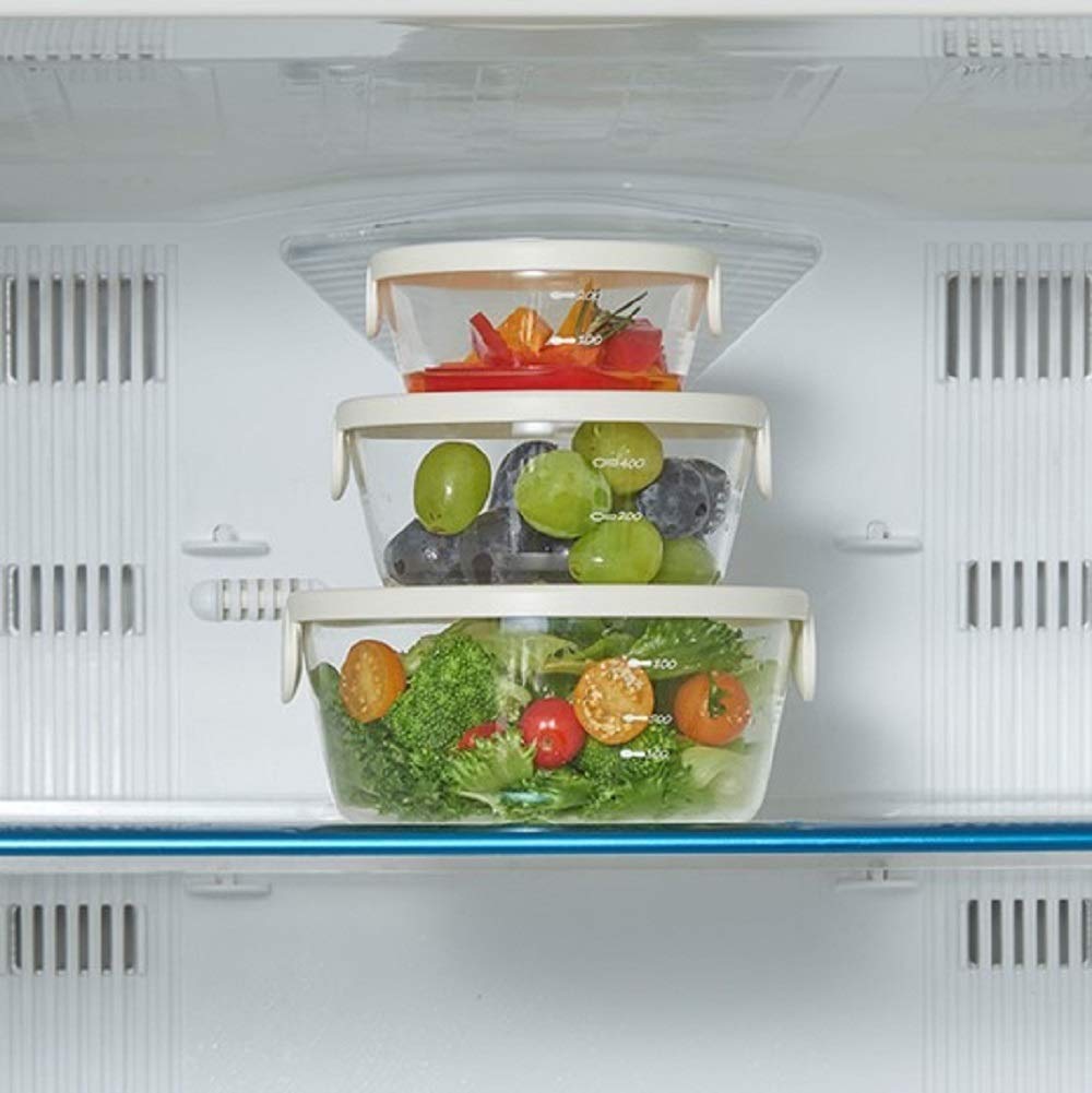 Hario Контейнер для хранения из термостойкого стекла белого цвета, сделано в Японии SYTN-2518-OW, набор из 3 шт.