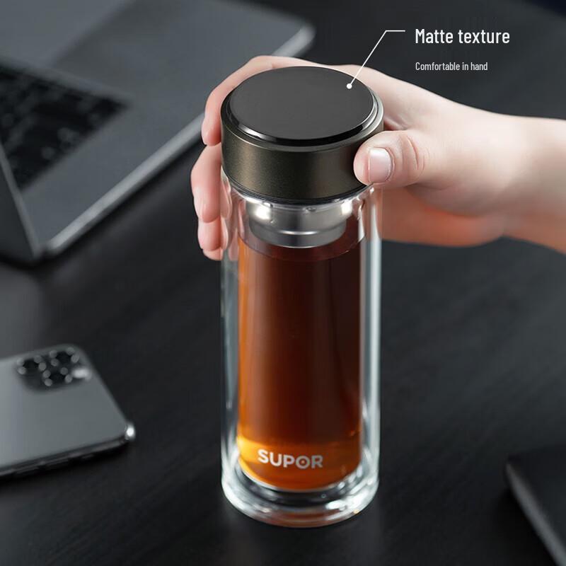 SUPOR Portable Double-Wall Borosilicate Glass Tea Tumbler
