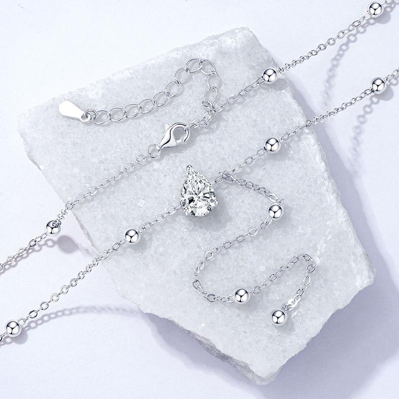 Chokers Necklaces 14K Gold Filled 2.0ct Pear Moissanite Necklace Chain-Style Tassel Design Y Design Pendant Necklace
