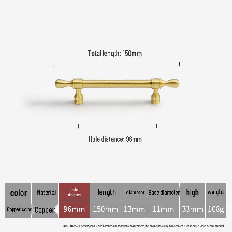 Solid Brass French Gold Cabinet Handle for Kitchen, Wardrobe, or Wine Cabinet