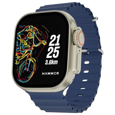 Hammer Active 2.0 Plus 2.1" HD дисплей Смарт-часы с управлением жестами, Bluetooth-звонками, DIY Watch Face Studio, спортивными режимами, функциональной заводной головкой(синий)
