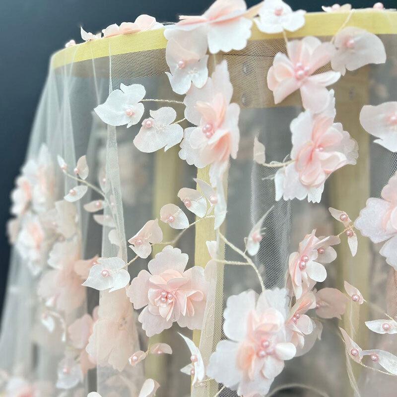 3DЦветочная Сетчатая Кружевная Ткань для Одежды Женское Свадебное Платье Вышитая Ткань DIY Шитье Платье-Халат Тюль Французская Гипюровая Африканская Кружевная